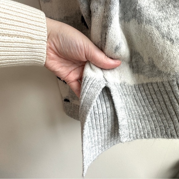 Animal Print Jacquard Funnel Neck Jumper Pullover Sweater Size Large - Picture 7 of 11